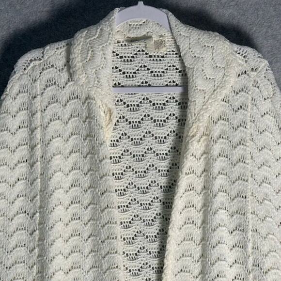 Lane Bryant One Size‎ Collared Crochet Knit Poncho Cape Cream Wrap Shawl Wool - Picture 6 of 9